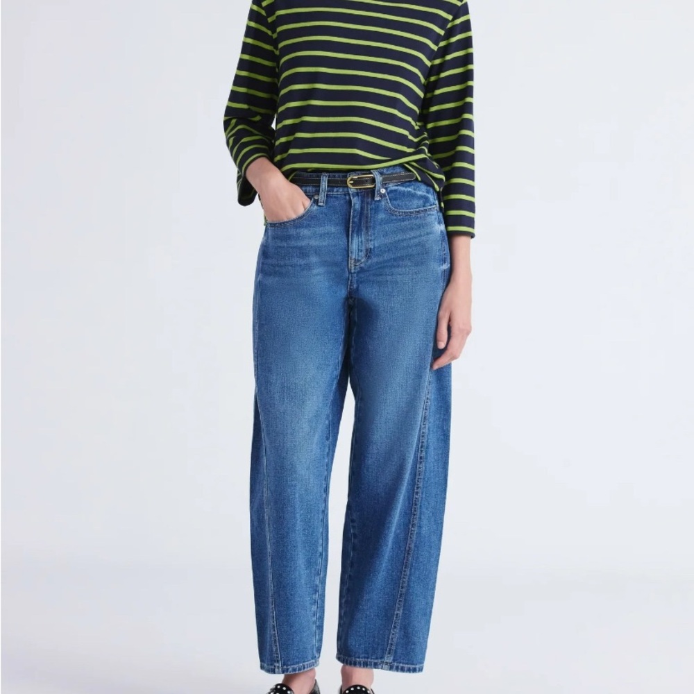 Light Denim Free Assembly Women's Barrel Ankle Jeans | 27" Inseam